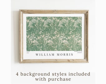 William Morris Horizontal Print Tulip Textile Printable Wall Art Vintage Exhibition Poster Living Room Decor Art Nouveau Instant Download