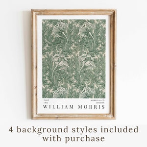 William Morris Tulip Green Print Vintage Exhibition Textile Poster Art Nouveau Printable Wall Art Bedroom Living Room Wall Art Home Decor