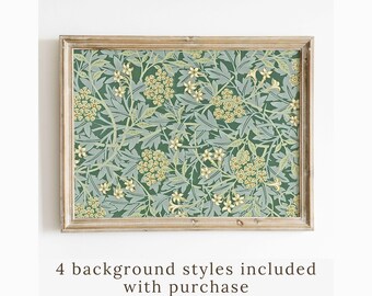William Morris Green Print Jasmine Pattern Art Vintge Textile Exhibition Poster Country Cottage Decor Modern Farmhouse Home Instant Download