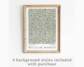 William Morris Willow Bough Green Vintage Textile Museum Exhibition Poster Printable Wall Art Living Room Home Decor Instant Download