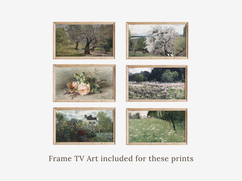 Spring Farmhouse Wall Art Vintage Landscape Paintings Set of 9 Gallery ...