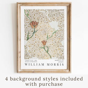 William Morris Garten Tulip druckbare Vintage Textilmuster Ausstellung Poster Moderne Bauernhaus Neutral Wohnkultur Landhaus Wandkunst