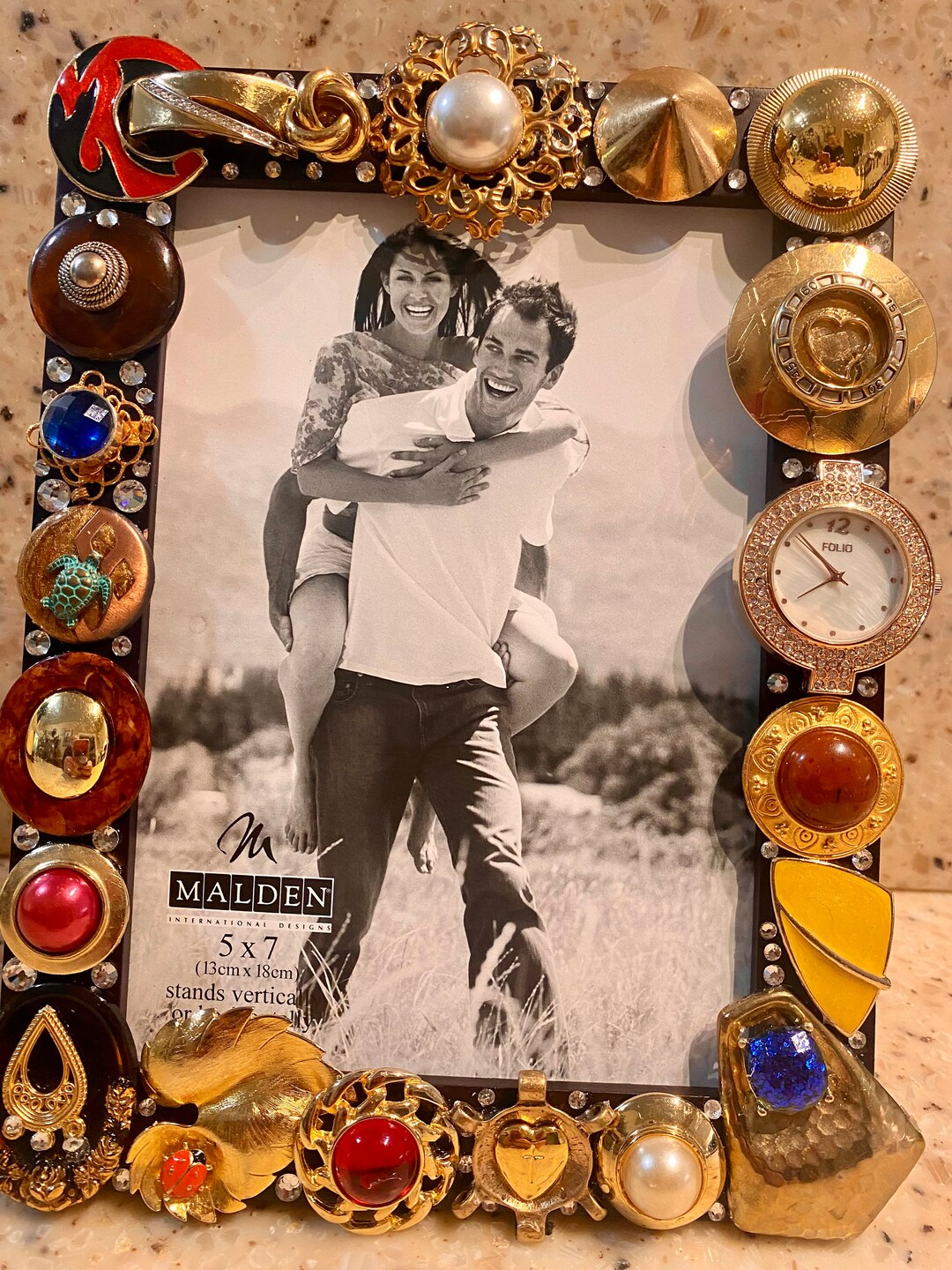 5x7 Jeweled Embellished With Vintage & Custom Jewelry Etsy