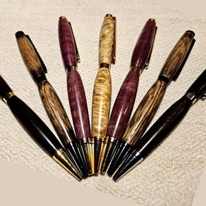 Contemporary Slimline Wood Pen in Black Ink - Hand-Turned Craftsmanship