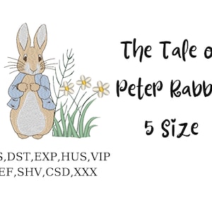Peter Rabbit Flower 5 size  Embroidery Design , Embroidery Design Machine, Embroidery Pattern File, Instant Download, Baby Embroidery Design