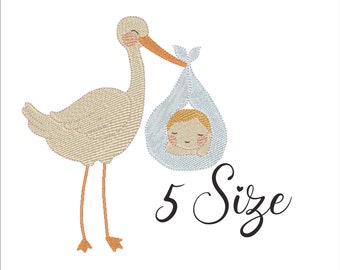 Baby is Coming Stork embroidery design,baby embroidery,design machine,newborn embroidery pattern file instant download cute baby fill stitch