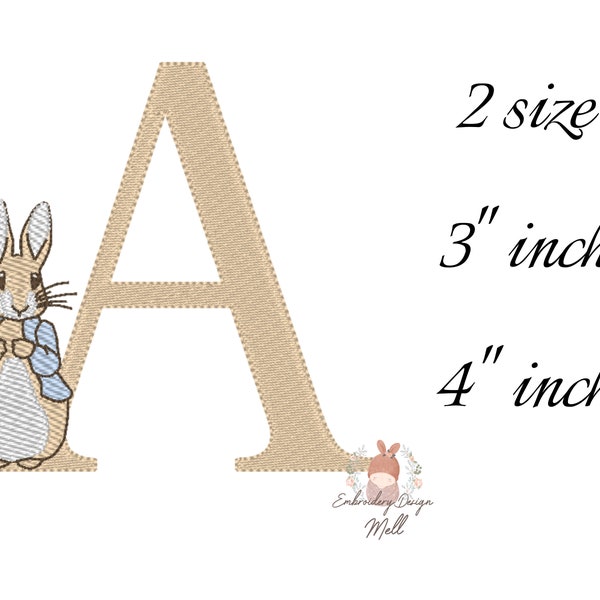 The Tale of Peter Rabbit letter A 3 inch 4 inch , Embroidery Machine Pattern File,Cottontail rabbit,easter bunny,beatrix potter embroidery