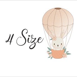 Embroidery Design: Bunny in Hot Air Balloon, Machine Stitch File (Digital Download)