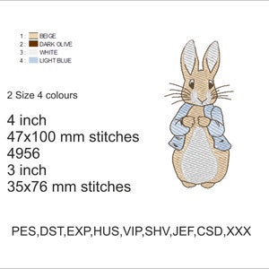 The Tale of Peter Rabbit 3 inch 4 inch , Embroidery Machine Pattern File,Cottontail rabbit,easter bunny,beatrix potter machine embroidery
