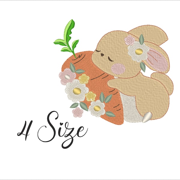 Bunny's Love of Carrots Baby Pattern Embroidery Machine Digital Design Download File , Cute Rabbits ,Sweet Bunny,Pretty Rabbit,Bunnies