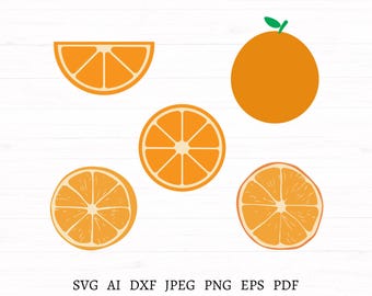 Orange Svg Bundle 5 Designs, Orange Slices Svg, Fruit Svg, Fruit Clipart, Orange Clipart, Orange Cut Files For Cricut, Instant Download