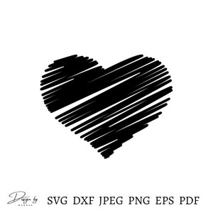 Scribble Heart Svg, Heart Svg File For Cricut, Heart Svg Design, Png, Jpeg, Eps, Pdf, Dxf, Heart Clipart, Heart Cut File, Instant Download
