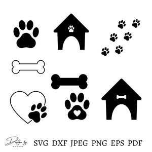 Dog SVG bundle, Dog design bundle, Dog Paw Svg, Dog Bone Svg, Dog Designs, Pet Svg Bundle, Pet Svg file Paw Print Png, Eps, Digital Download