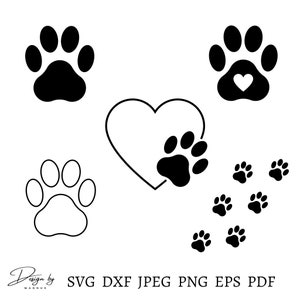 Dog Paw Svg, Dog Paw Print, Dog Paw With Heart, Dog Svg Files, Paw print Svg, Dog print Svg, Dog Svg Bundle, Dog Paw Png, Digital Download