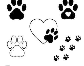 Dog Paw Svg, Dog Paw Print, Dog Paw With Heart, Dog Svg Files, Paw print Svg, Dog print Svg, Dog Svg Bundle, Dog Paw Png, Digital Download