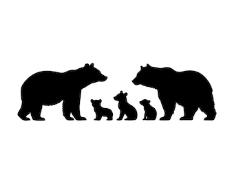 Bear Family Svg-bestand, Bear Family silhouet, Bear Svg, Bear Clipart, Bear Cut-bestand, Svg-bestanden voor Cricut, Bear Png-bestand, Instant Download