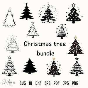 Christmas Tree Svg Bundle, Holiday Clipart, Xmas Tree Designs, Christmas Tree Png, Christmas Tree Cut File, Christmas Svg, Instant Download