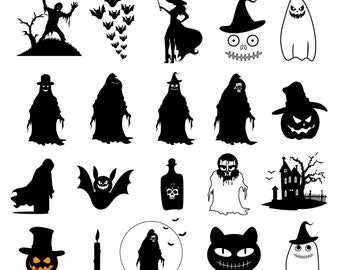 Halloween Svg Bundle, 20 Designs, Halloween Cut Files, Halloween Decor, Halloween Png, Ghosts, Bats, Haunted House, Zombie, Instant downlaod