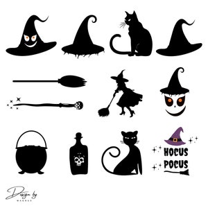 Witch Svg Bundle, 12 Designs, Halloween Svg Bundle, Halloween Decor, Svg, Dxf, Eps, Jpeg, Png And Pdf, Cricut Svg Files, Instant Download