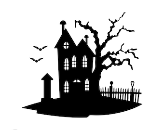 Haunted House Svg File, Haunted House Png, Halloween Decor, Haunted House Cut File, Halloween Svg File, Halloween Design, Instant Download