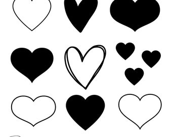 Svg Heart Bundle 9 Designs, Svg Heart Design, Svg Heart For Cricut, Dxf, Eps, Jpeg, Png, Pdf, Svg, Plotter File, Svg heart  Instant Download