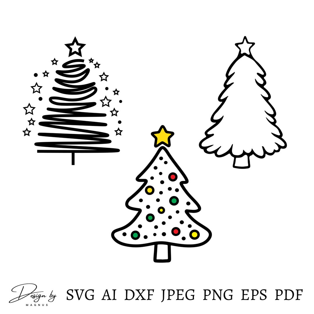 Christmas Trees Svg, 3 Designs, Christmas Tree Small Bundle, Christmas