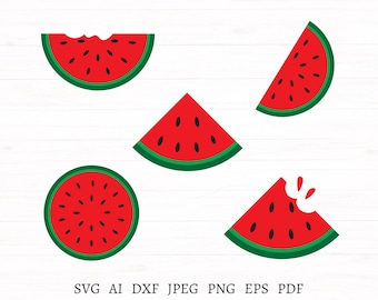 Watermelon Svg Bundle 5 Designs, Layered Watermelon Slices Svg, Watermelon Png Files, Watermelon Clipart, Fruit Svg, Instant Download