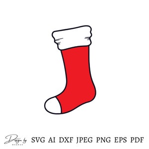 Christmas Stocking Svg, Christmas Svg File, Christmas Stocking Clipart, Holiday Cut Files, Xmas Designs, Christmas Png, Instant Download