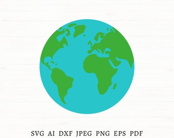 Earth Svg File, Earth Clipart, Earth Svg File For Cricut, Earth Png, Planet Svg, Earth Svg Image, World Svg, Earth Day Svg, Instant Download