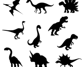 Dinosaurs Svg Bundle 10 Designs, Dinosaur Silhouettes, Dinosaur Cut Files For Cricut, Dinosaur Clipart, Dinosaur Png File, Instant Download
