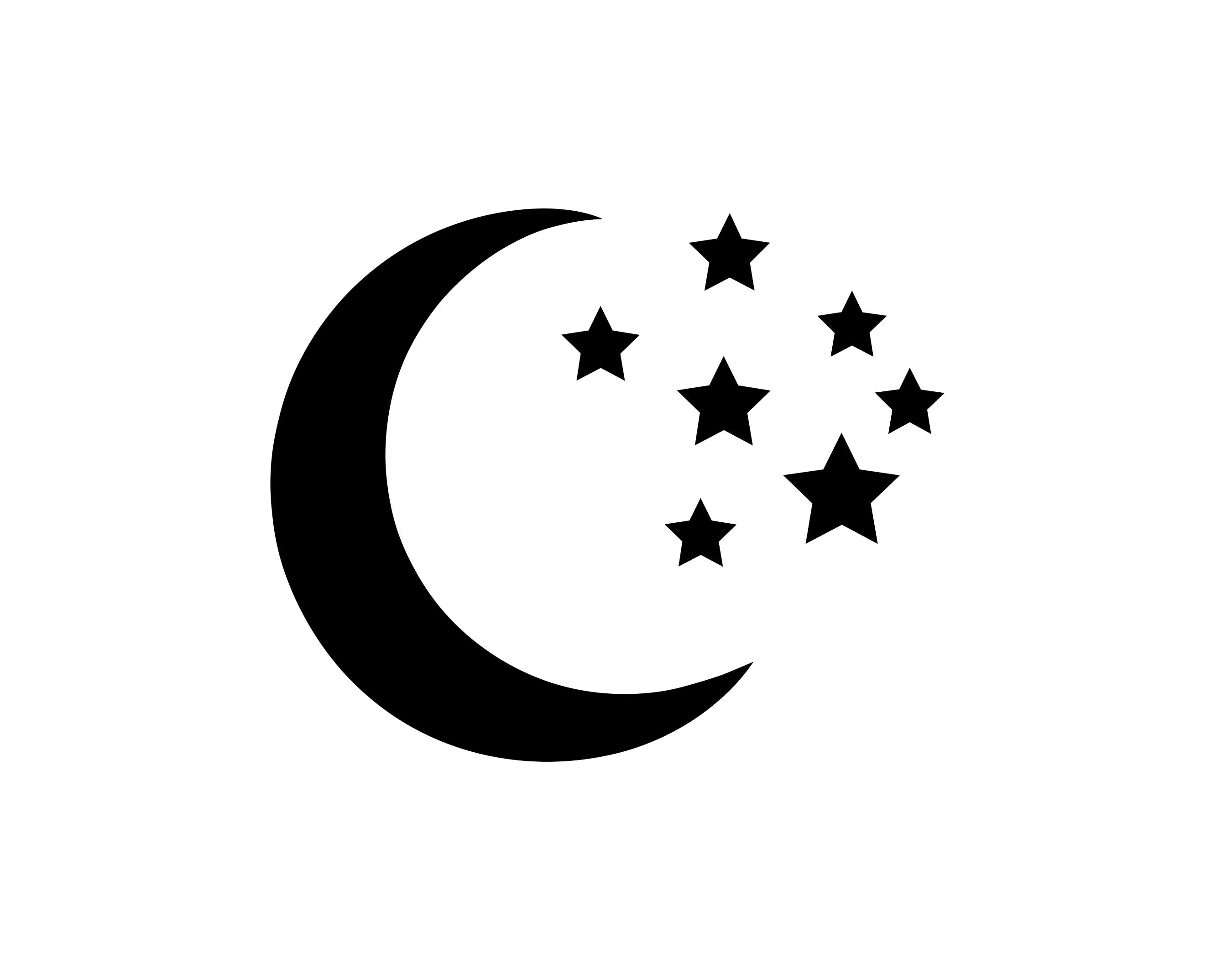 Moon and Stars Svg, Moon and Stars Silhouette, Moon and