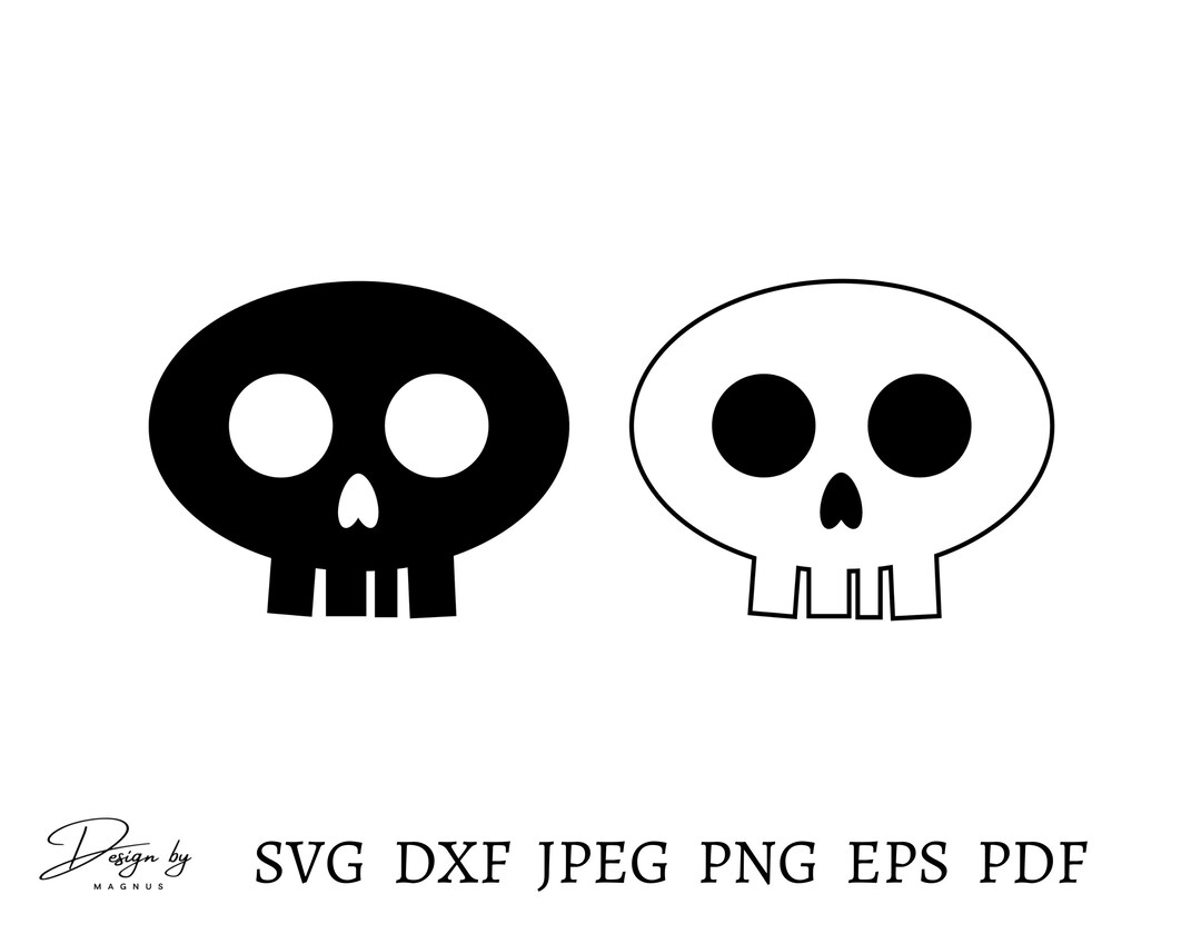 Simple Skull Svg Black and White Skull Cut File Skull - Etsy