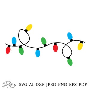 クリスマス ライト SVG、クリスマス ライト クリップアート、クリスマス ベクター、クリスマス ライト PNG、クリスマス カット ファイル、クリスマス SVG、即時ダウンロード