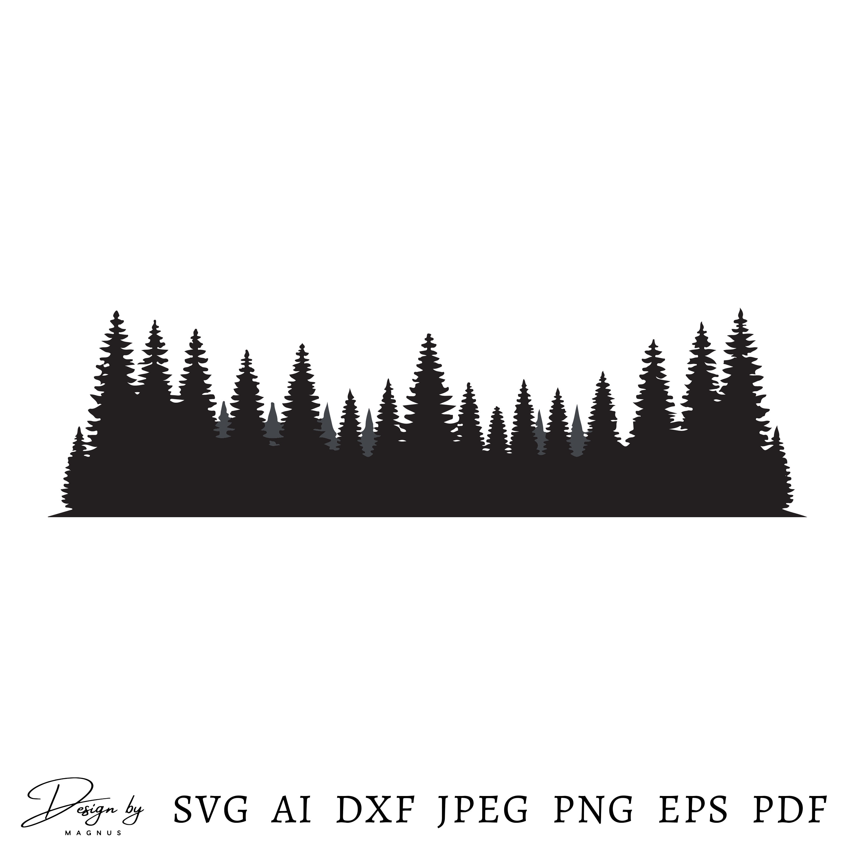 Pine Trees Silhouette, Pine Trees Svg, Forest Svg, Pine Trees Cut File, Outdoor Svg, Forest Silhouette, Forest Clipart, Instant Download