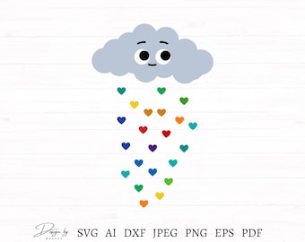 Raining Hearts Svg File for Cricut, Heart Design Cut File, Heart Clipart, Raining Heart Design, Cute Svg, Love Svg File, Instant Download