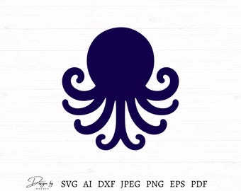 Archivo SVG de pulpo, SVG de pulpo para Cricut, silueta de pulpo, clipart de pulpo, PNG transparente, diseño de archivo de corte de pulpo, descarga instantánea