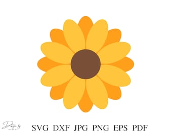 Sunflower Svg, Simple Sunflower Design, Floral Svg, Flower Svg, Sunflower Png, Jpeg Eps, Dxf, Flower Design, Summer svg, Instant download