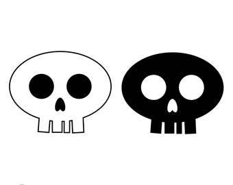 Simple Skull Svg, Black And White, Skull Cut File, Skull Design, Halloween Svg, Halloween Silhouette, Cricut Svg File, Instant Download