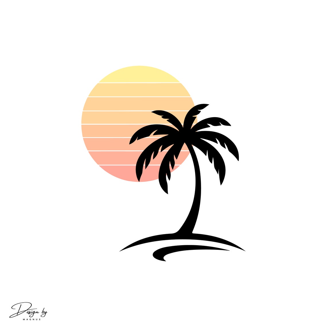 Sun and Palm Tree Svg File, Summer Vector File, Beach Svg, Vacation Svg ...