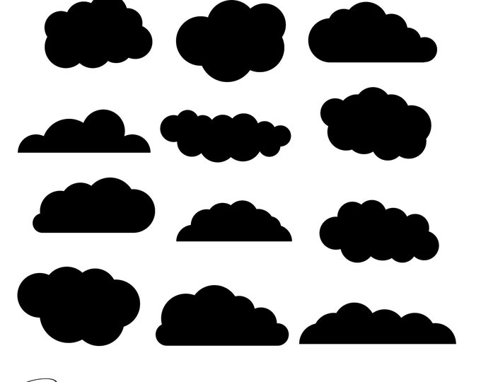 Cloud Outline SVG | Outline Clouds | Set of Black Clouds | for Cricut ...