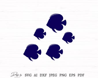 Fish Shoal Svg, Fish Svg, Fish Clipart, Svg, Png, Jpg, Dxf, Eps, Pdf, Ai, Ocean Svg, Beach Svg, Fish Vector File, Fish Cut File For Cricut