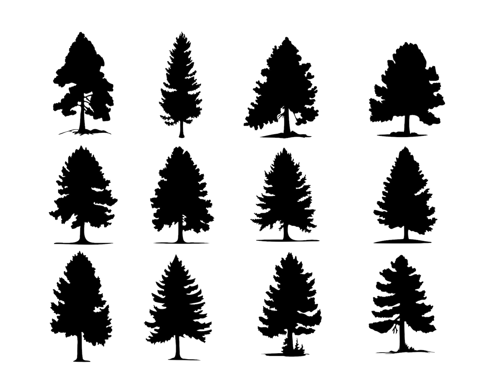 Pine Trees Svg Bundle, 12 Designs, Tree Svg Cut File, Tree Cricut Svg