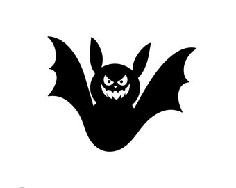 Scary Bat Svg File, Halloween Design, Halloween Decor, Halloween Cut File, Halloween Svg File For Cricut, Bat Silhouette, Instant Download