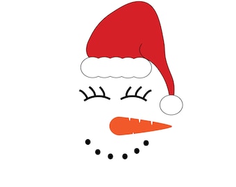 Snowman Face With Santa Hat Svg, Christmas Svg File, Snowman Clipart, Christmas Png, Christmas Cut File, Snowman Face Png, Instant Download