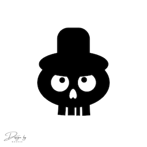 Simple Skull With Hat, Skull Cut File, Skull Silhouette, Halloween Svg, Halloween Design, Halloween Cut File, Cricut Svg, Instant Download