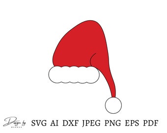 Santa Hat Svg, Christmas Svg File, Santa Claus Hat Png, Santa Hat Design, Santa Hat Cut File For Cricut, Christmas Design, Instant Download