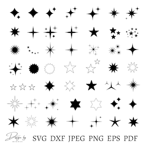 Sparkle Svg Bundle 48 Designs, Sparkle Svg, Sparkle Png, Star Svg File, Star Bundle, Star Svg, Cricut, Sparkle Stars Svg, Instant Download