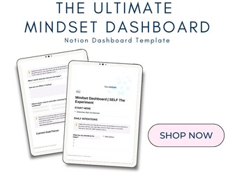 Mindset Dashboard | Notion Dashboard | All-In-One Goal Planner | Digital Self-Awareness Template | Notion Dashboard Template