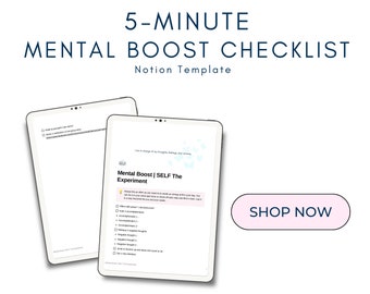 5-Minute Mental Boost Checklist | Notion Template | Digital Mindset Checklist | Notion Checklist | Quick Energy Shift