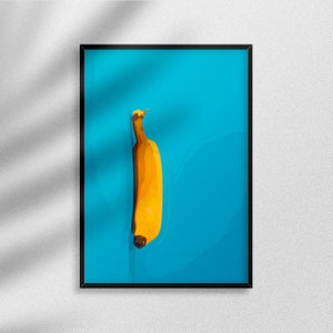 Blue-nana: A Vibrant and Playful Banana on Blue - Digital Print, Gallery wall print, Printable gallery wall, Digital download